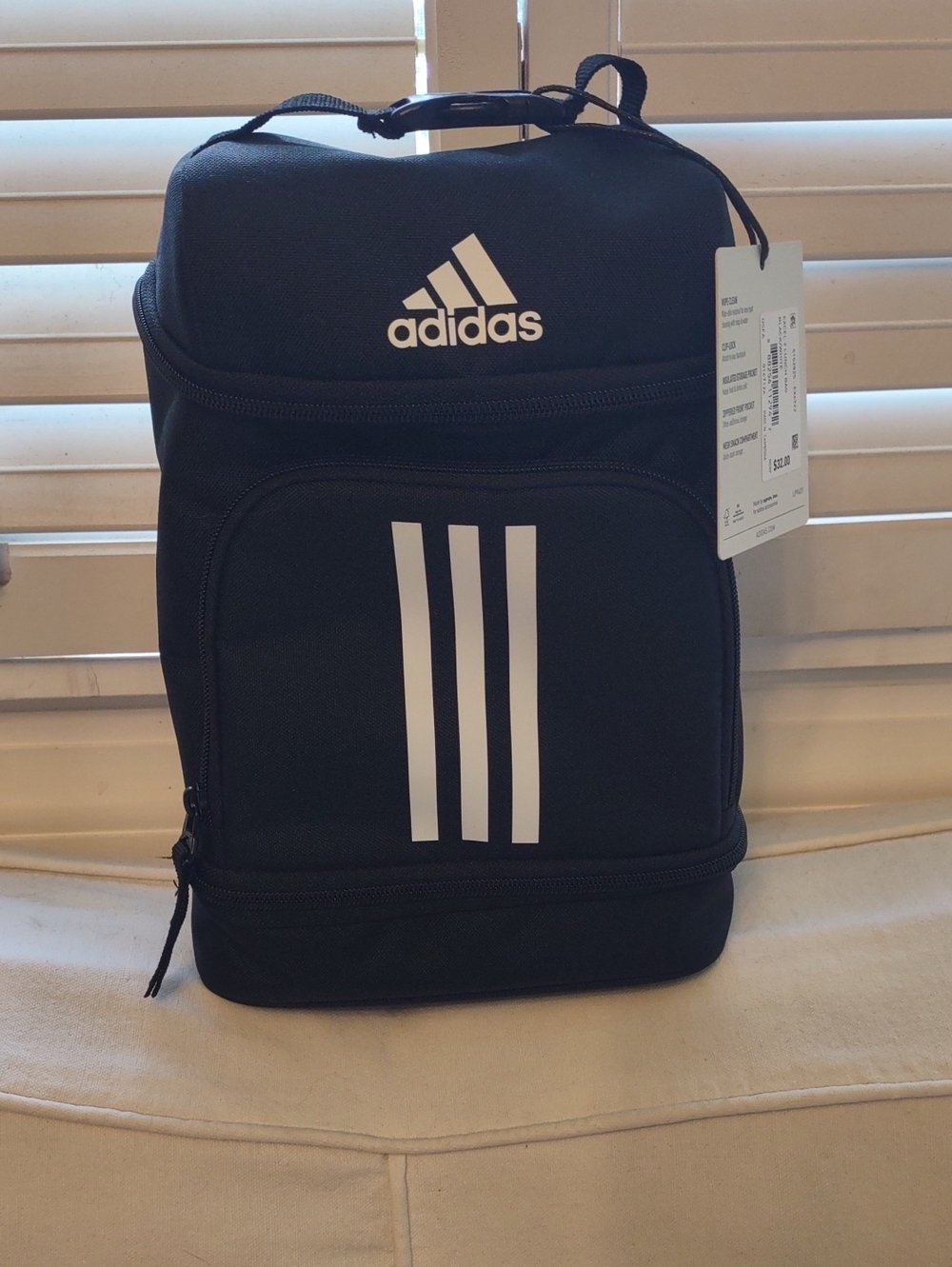 NWT Adidas Excel 2 Lunch Bag black with white stripes